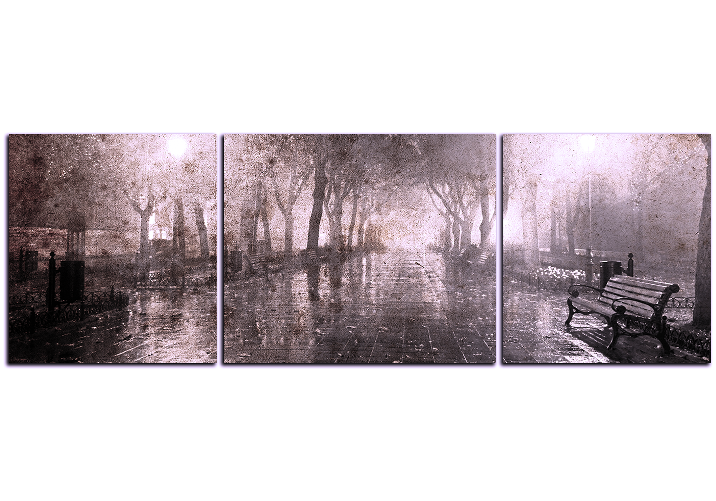 Obraz na plátně - Noční ulička - panoráma Obraz na plátně - Noční ulička - panoráma